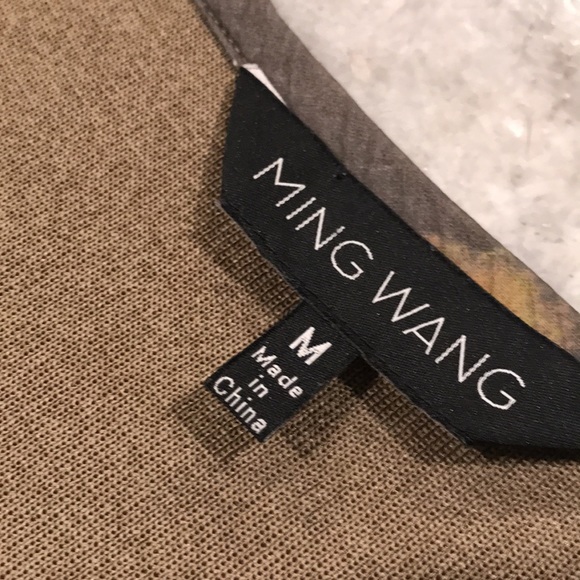 Ming Wang Top Womens Medium Olive Taupe V Neck Tank Luxe Luxury Money - Picture 5 of 9